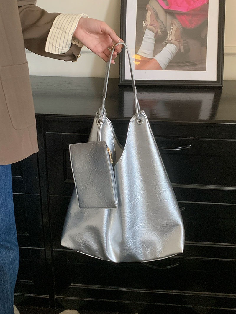 Stylish Soft Leather Shoulder Tote Bag