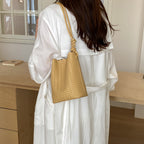Lightweight Woven Bucket Crossbody Bag