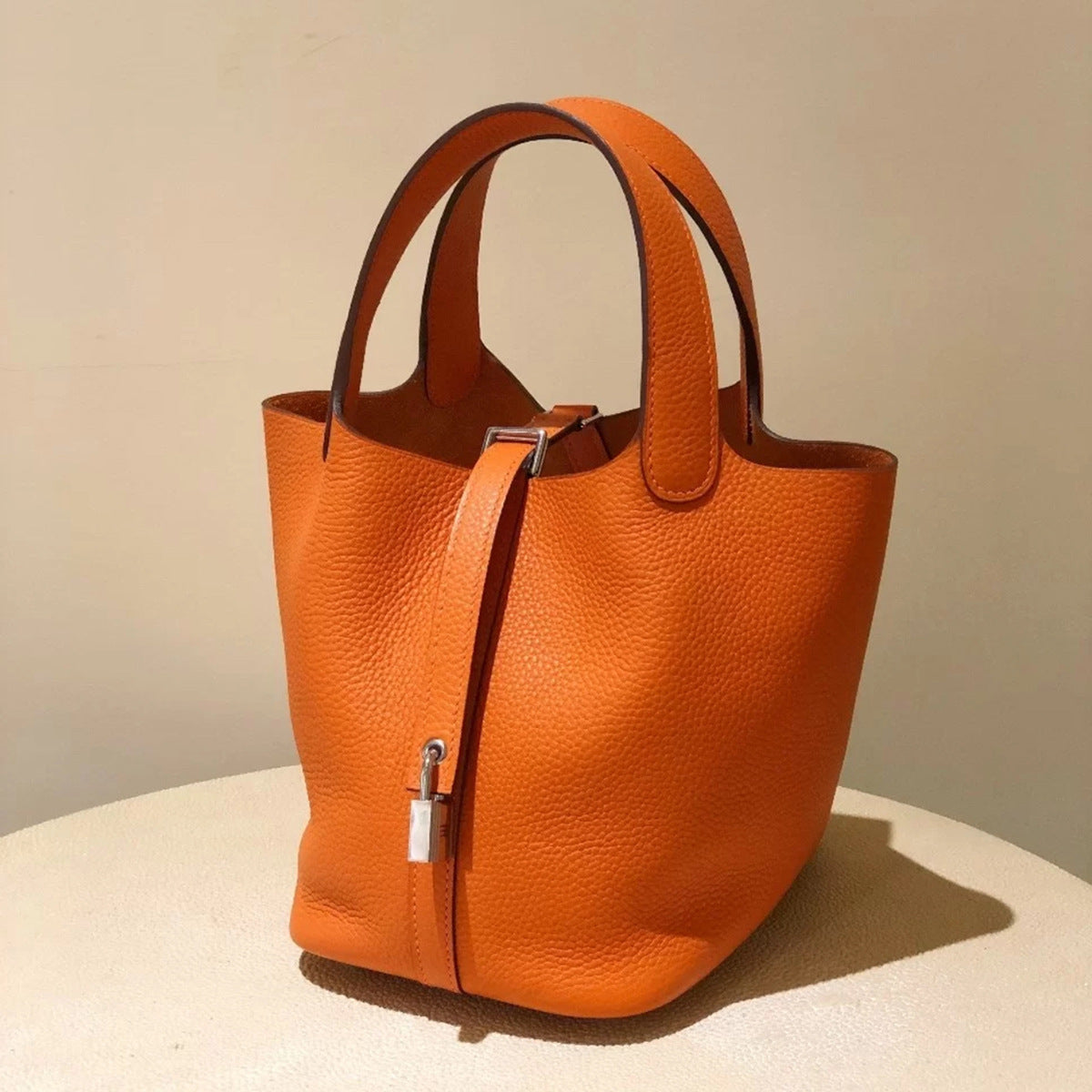 Premium Togo Leather Bucket Handbag