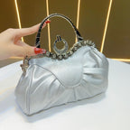 Elegant Pleated Evening Handbag with Crystals
