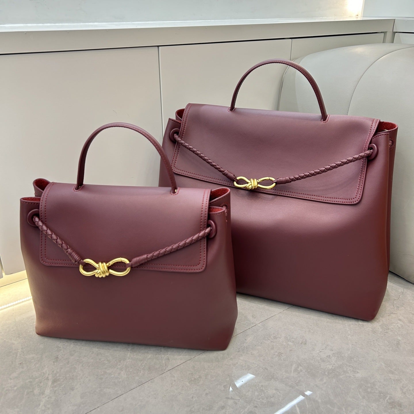 Genuine Leather Woven Tote Crossbody Bag