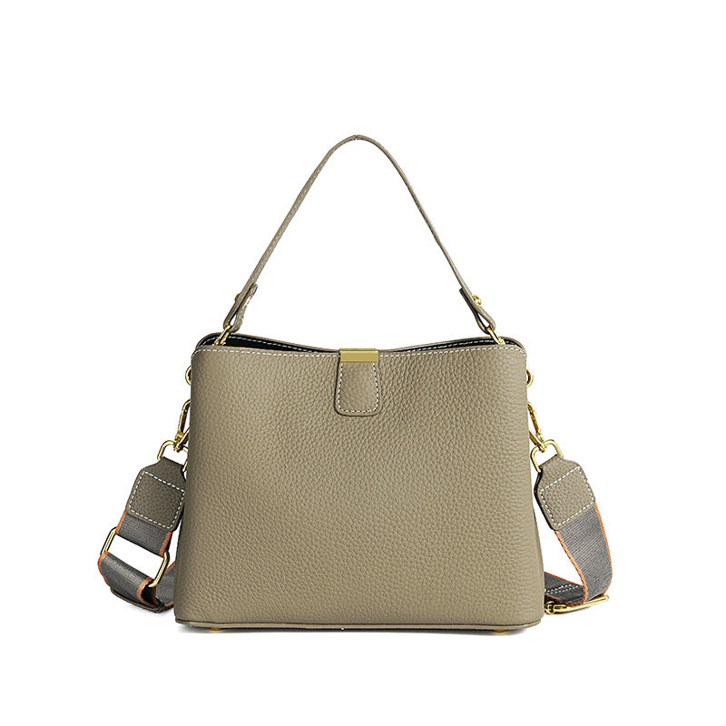 Women's Leather Crossbody Bucket Handbag