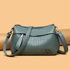 Soft Faux Leather Crocodile Embossed Shoulder Bag