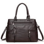 Soft Synthetic Leather Multi-Pocket Tote Bag