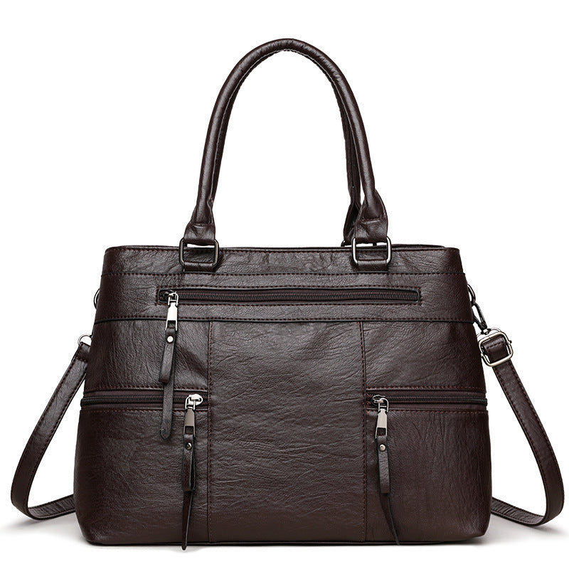 Soft Synthetic Leather Multi-Pocket Tote Bag