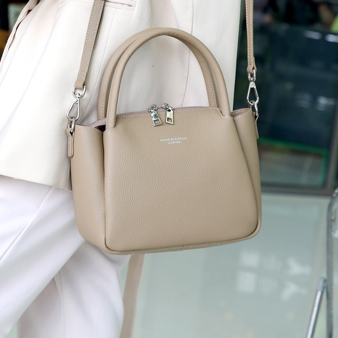 Luxury Top-Grain Leather Boston Commuter Crossbody Bag