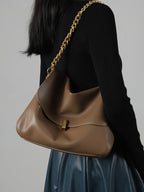 Premium Leather Large Crossbody Tote Bag