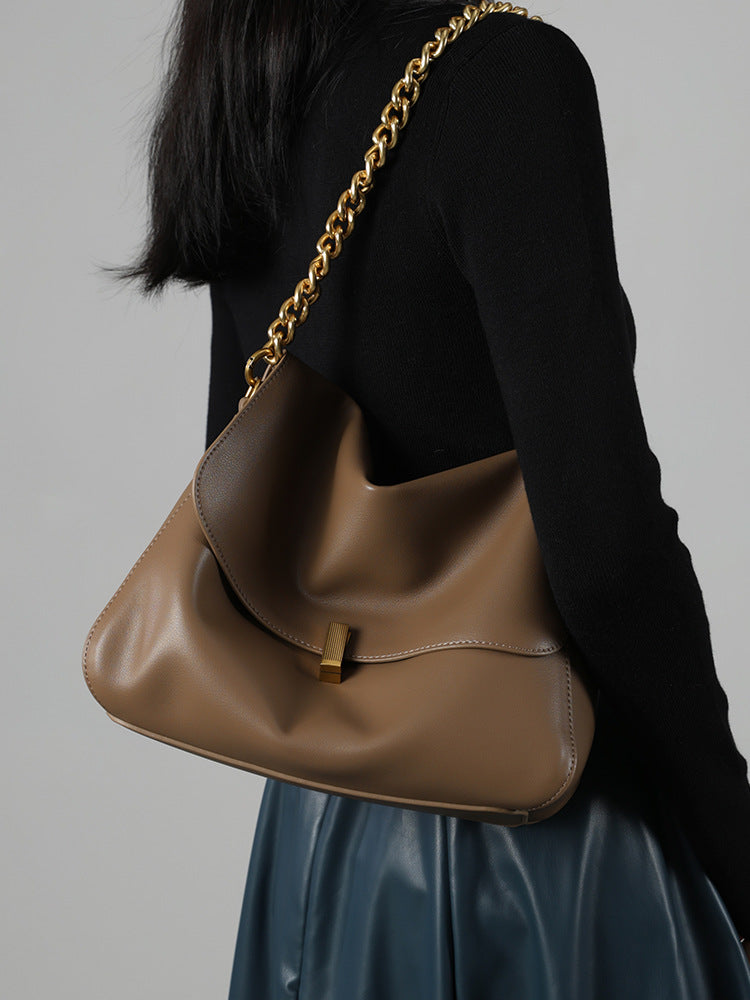 Premium Leather Large Crossbody Tote Bag