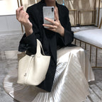 Women's Pebbled Leather Bucket Handbag