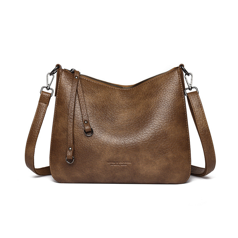 Vintage Faux Leather Commuter Shoulder Bag
