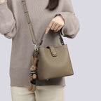 Premium Genuine Leather Bucket Crossbody Bag