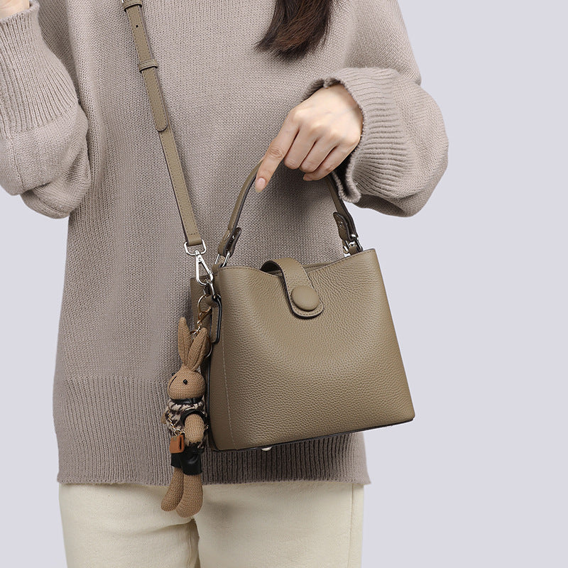Premium Genuine Leather Bucket Crossbody Bag