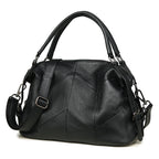 Black Leather Patchwork Shoulder Crossbody Handbag