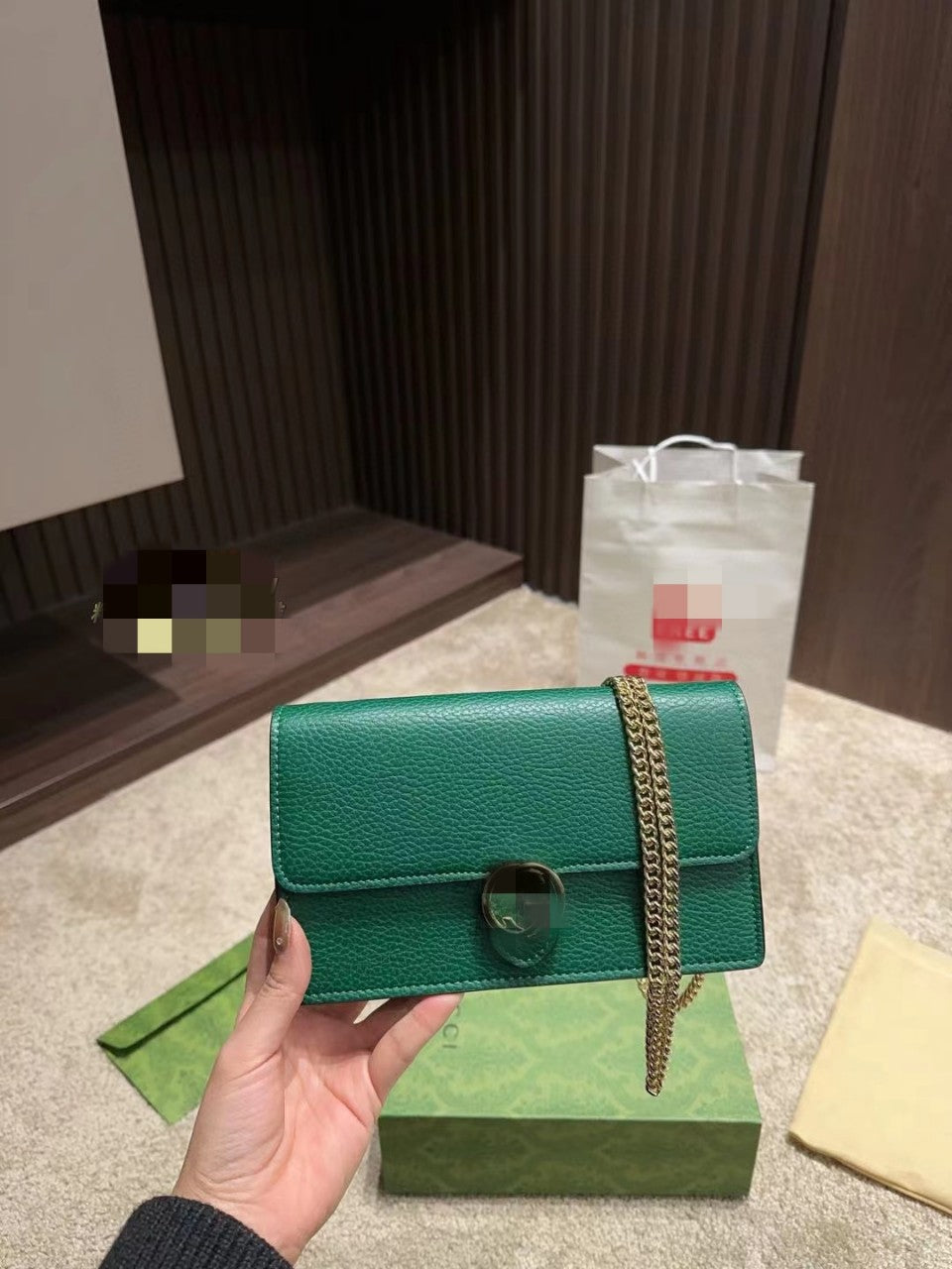 Women's Textured Leather Chain Crossbody Bag