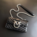 Genuine Leather Quilted Love Birds Crossbody Bag