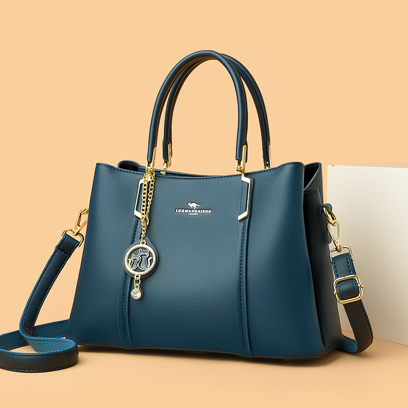 Ladies Soft Leather Tote Crossbody Handbag