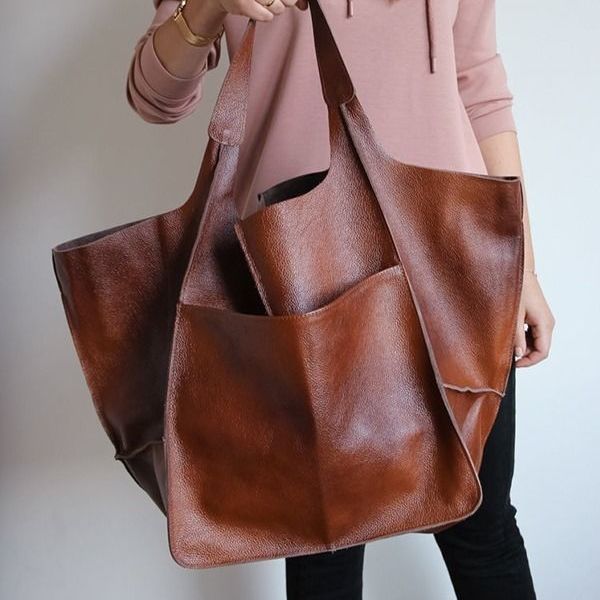 Soft Leather Large Capacity Shoulder Tote Bag