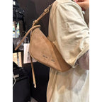 Matin Kim Suede Crescent Shoulder Crossbody Handbag