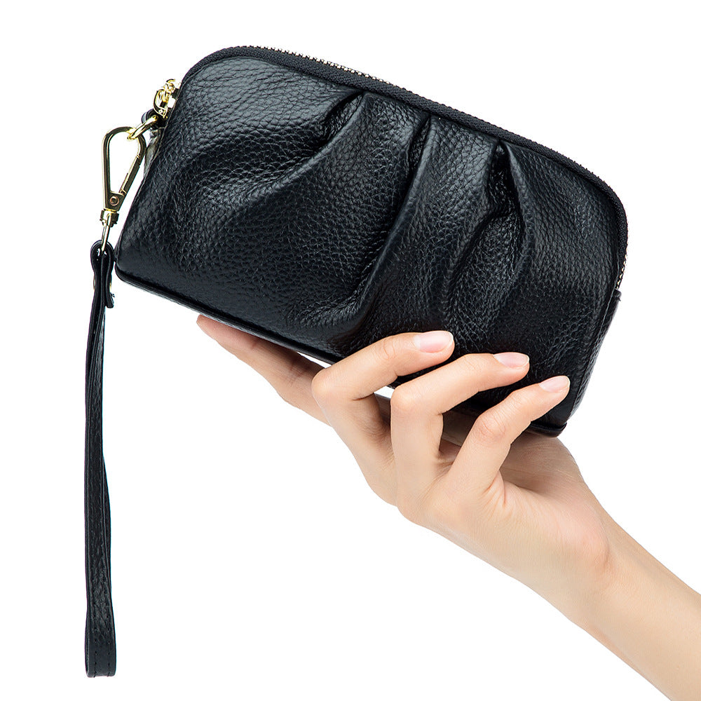 Genuine Leather Women's Wristlet Clutch Wallet