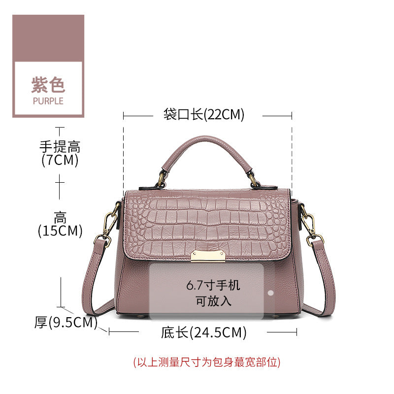 Genuine Leather Croc Embossed Handbag