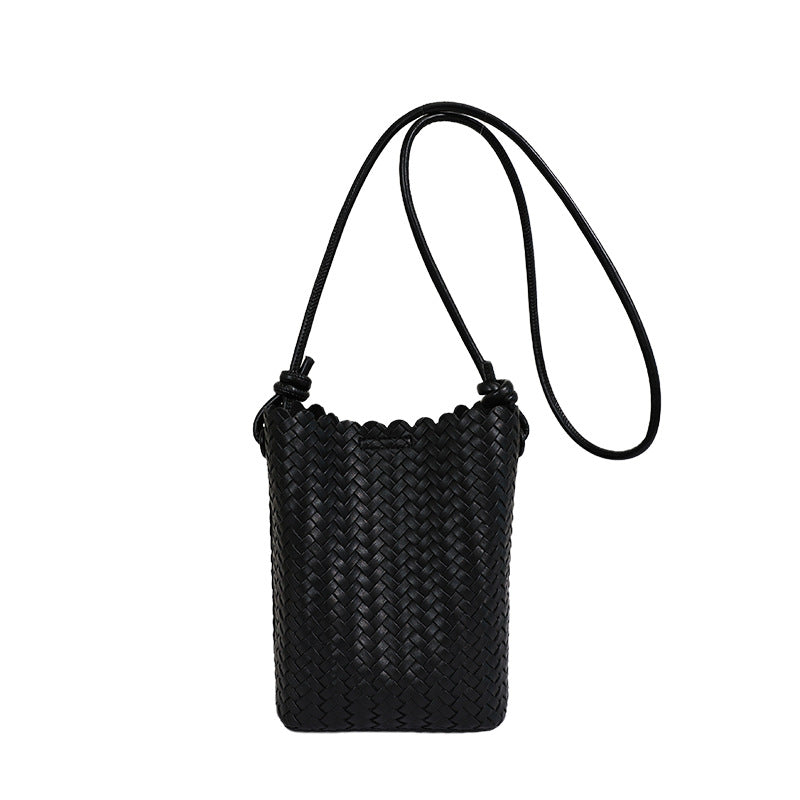 Lightweight Woven Bucket Crossbody Bag
