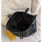 Women's Black Soft Faux Leather Tote Shoulder