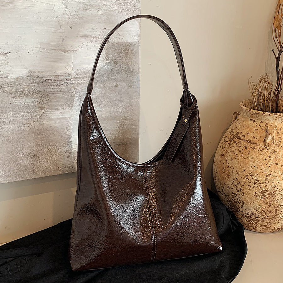 Soft Glossy Shoulder Bag Large Capacity