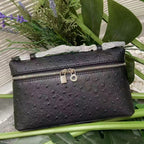 Genuine Leather Ostrich Pattern Box Handbag