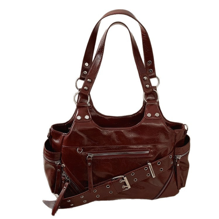 Fashion Rivet Soft Material Commuter Tote Bag