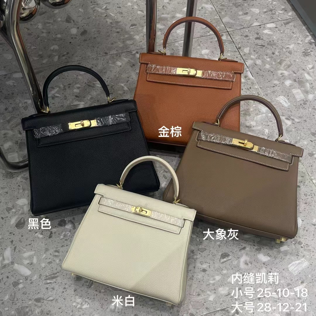Premium Togo Leather Shoulder Crossbody Bag
