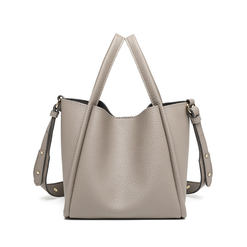 Soft Leather Bucket Crossbody Handbag