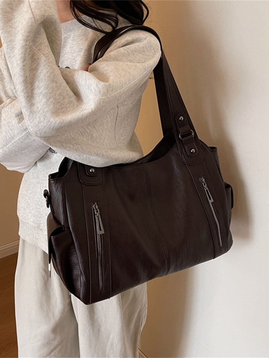 Women's Faux Leather Commuter Tote Shoulder Bag