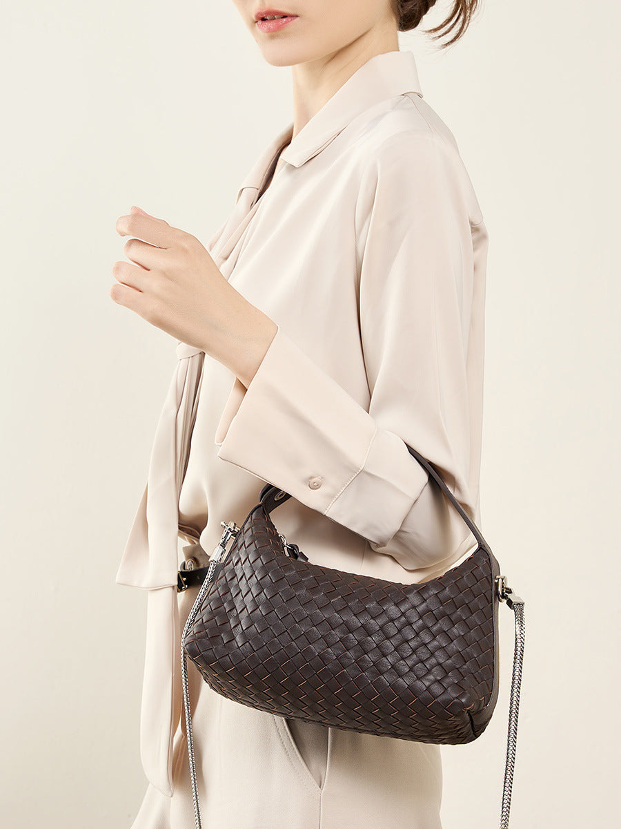 Lambskin Woven Hobo Shoulder Crossbody Bag