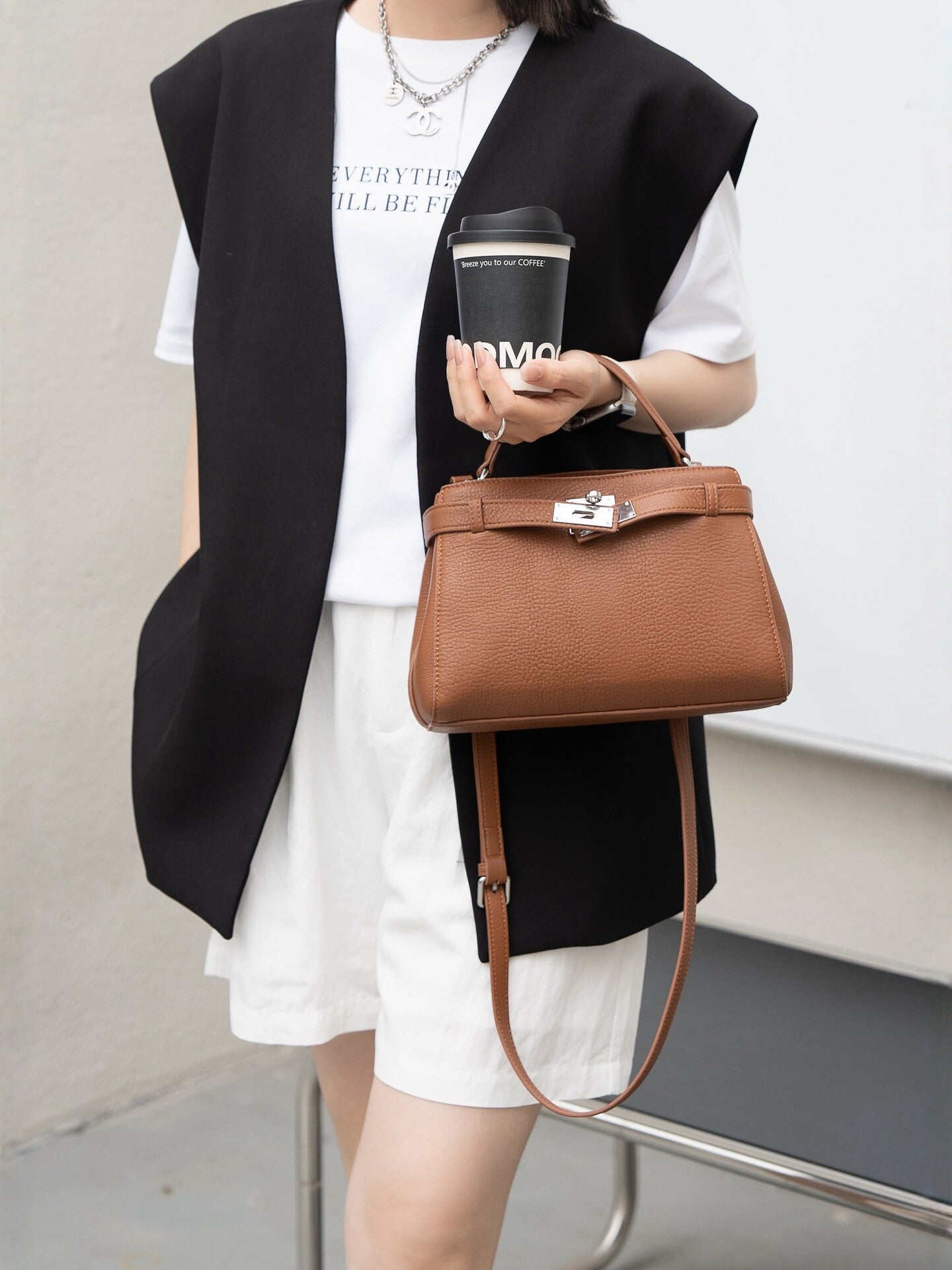 Premium Cowhide Kelly Style Shoulder Handbag