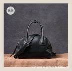Vegetable Tanned Leather Bowling Shoulder Handbag