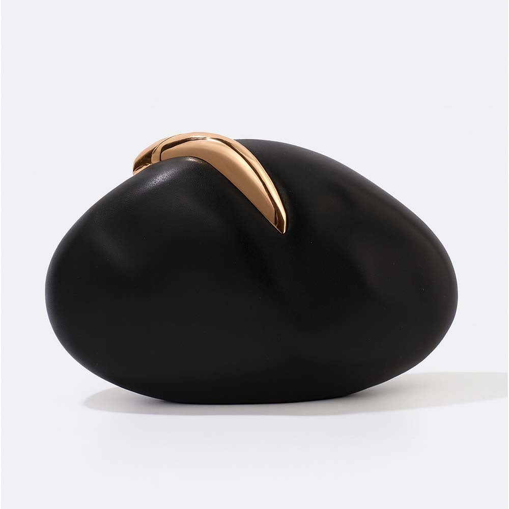 Black Faux Leather Clutch Crossbody Evening Bag