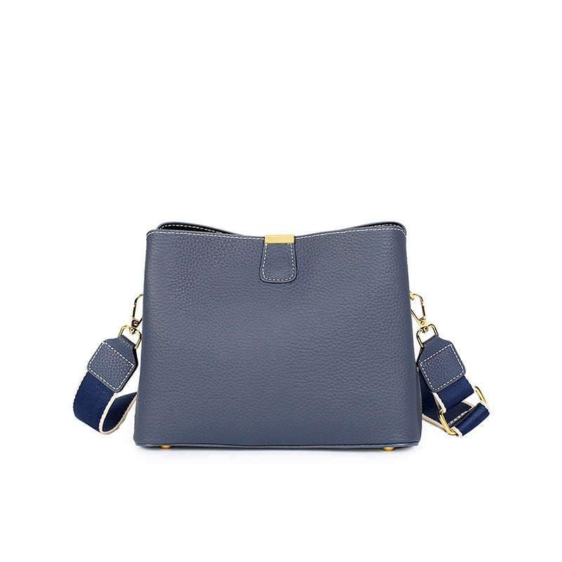 Women's Leather Crossbody Bucket Handbag