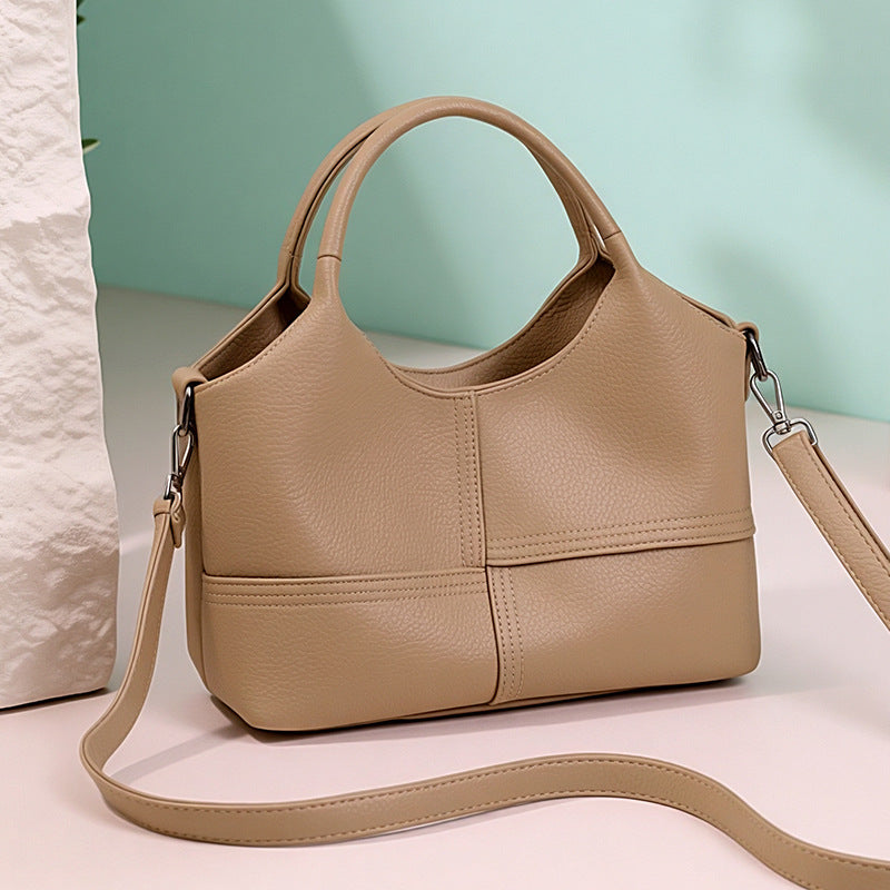 Soft Leather Commuter Tote Crossbody Bag