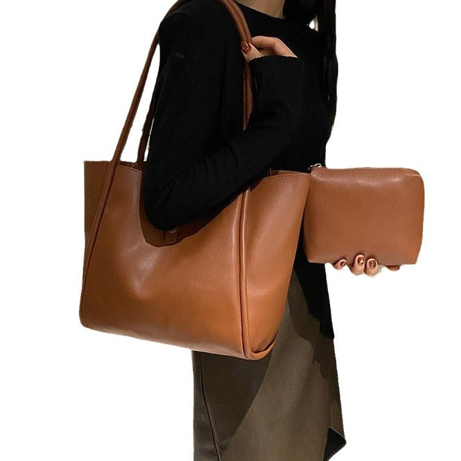 Elegant Faux Leather Large Capacity Tote Bag