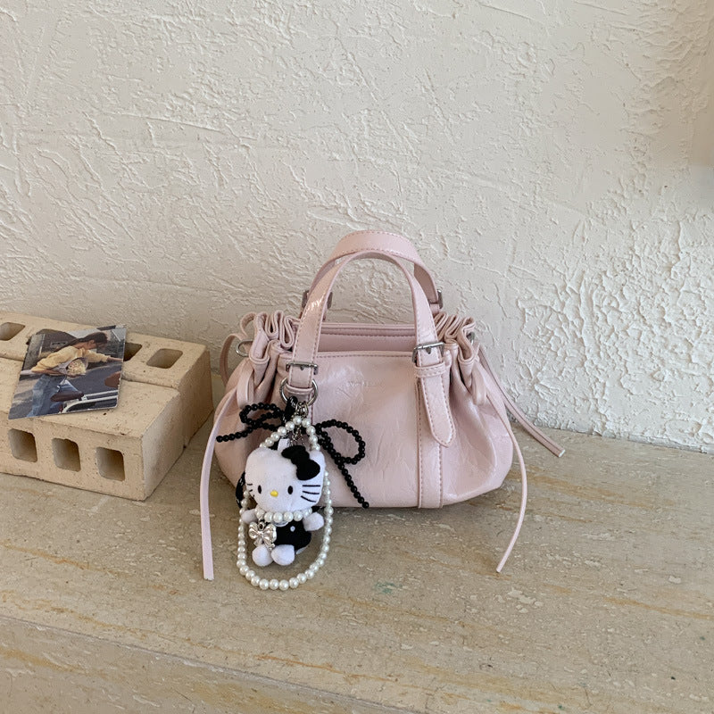 Soft Leather Pleated Handbag Shoulder Crossbody Bag