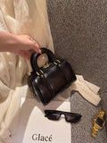 Glossy Soft Leather Mini Barrel Handbag