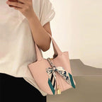 Women's Pebbled Leather Bucket Handbag