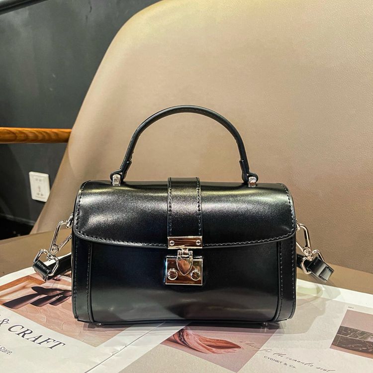 Elegant Leather Box Handbag Shoulder Crossbody Bag