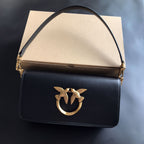 Genuine Leather Quilted Love Birds Crossbody Bag