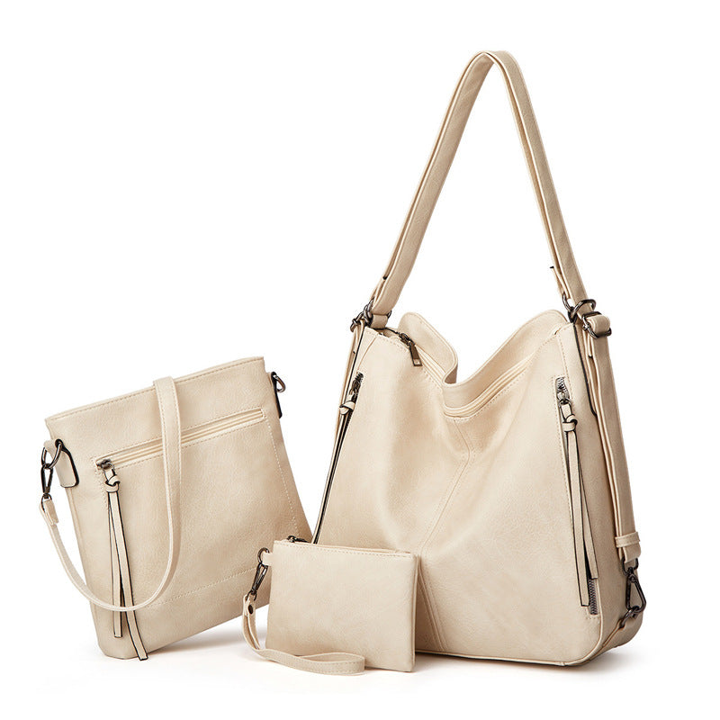 Stylish Women's Soft Leather Handbag Trio