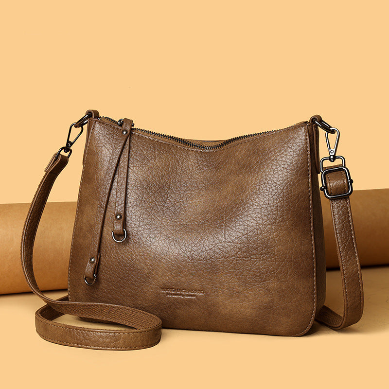 Vintage Faux Leather Commuter Shoulder Bag