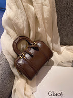 Glossy Soft Leather Mini Barrel Handbag