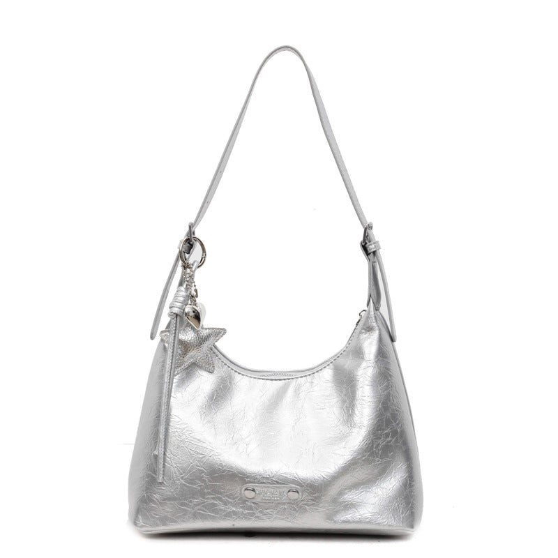 Metallic Soft Shoulder Tote Bag