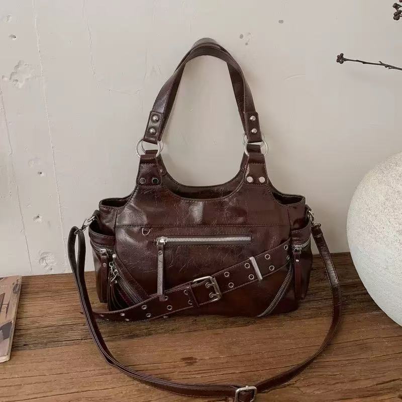 Fashion Rivet Soft Material Commuter Tote Bag