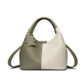 Soft Leather Two-Tone Bucket Handbag